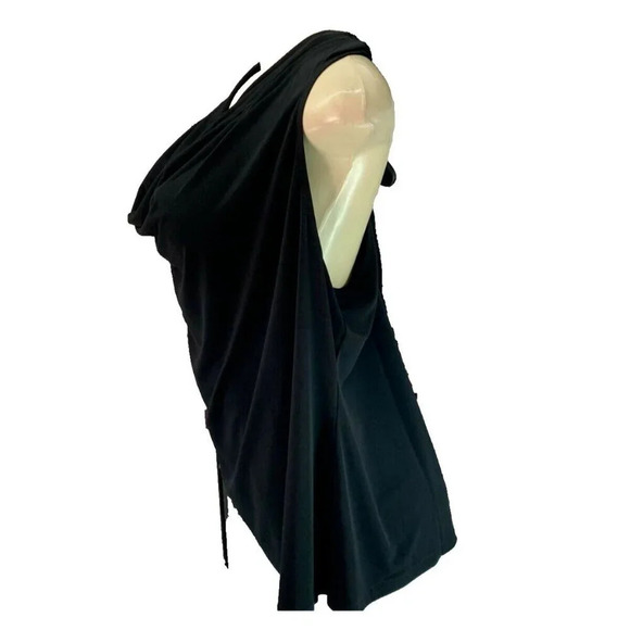 Catherine Malandrino Plus 3X Solid Black Draped Neck Sleeveless Blouse - Picture 5 of 6